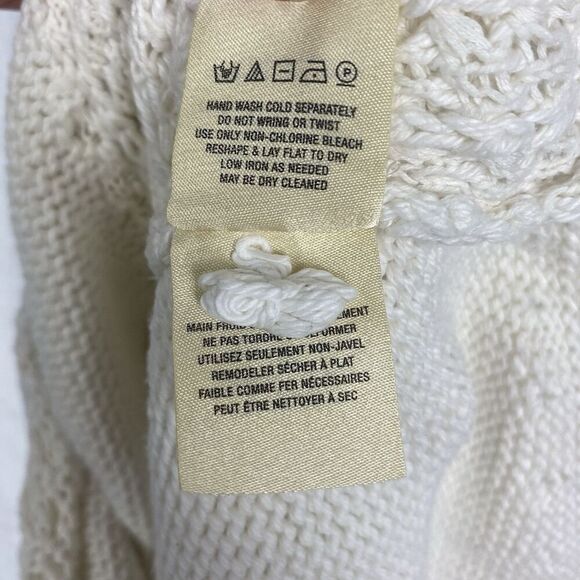 Anthropologie Sweater Womens Small Ivory Cream V Neck Short Sleeve Knit - Picture 8 of 9
